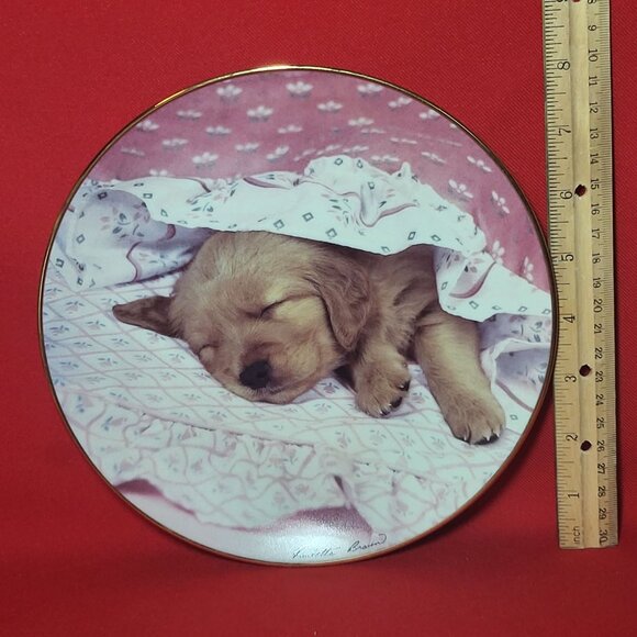 Do Not Disturb Golden Puppy Portraits Plate The Hamilton Collection 1994 - Picture 6 of 11